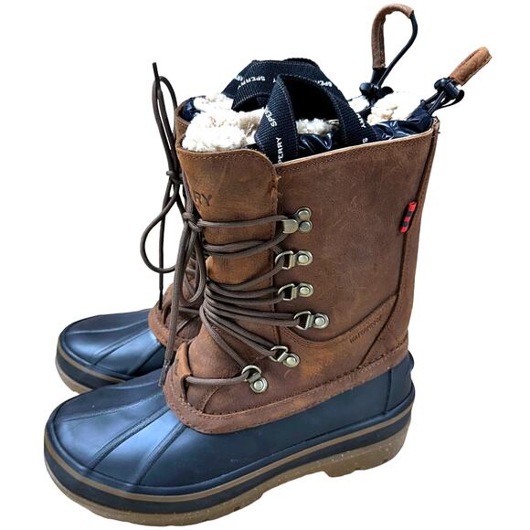 Sperry NWOB Ice Bay Black Tan Winter Duck Boots STS22567 Size 9 Waterproof - Picture 5 of 8